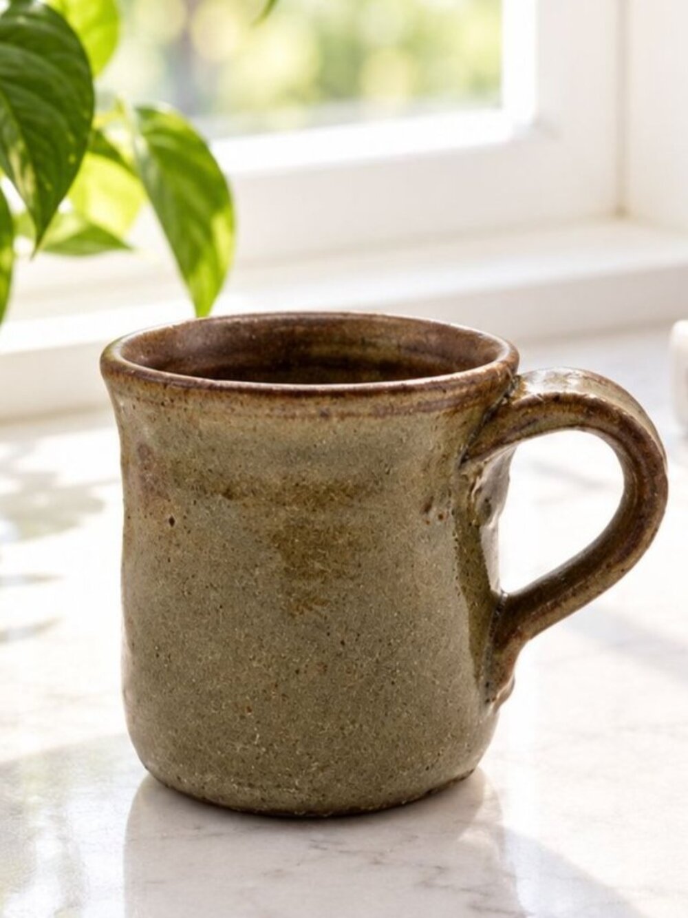 Handmade Vintage 70's Ceramic Coffee Mug With Rustic Glaze Finish Unique Pottery